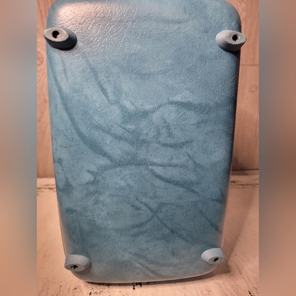 VTG AMERICAN TOURISTER BLUE TRAIN CASE MAKEUP COSMETIC VANITY HARD LUGGAGE. - Picture 8 of 11